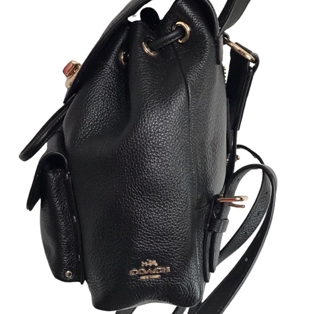 Coach Turnlock Mini Rucksack Black Leather Backpack - Picture 4 of 12
